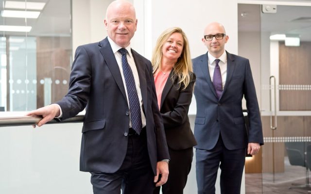 BRM Director Alastair Reid, Sarah Rowland, Adrian Sheehan stood on the bride at Steel City House